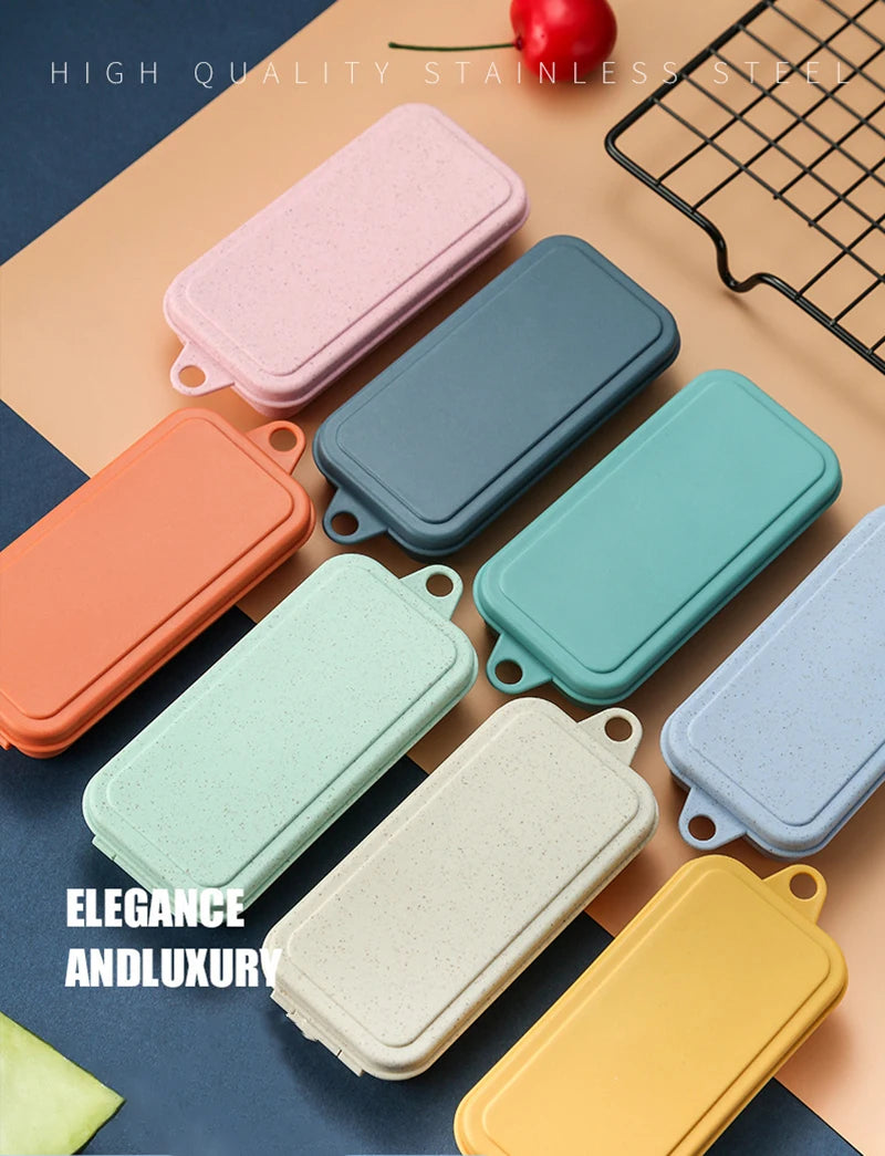 4-Piece Portable Wheat Straw Tableware Set – Travel & Camping