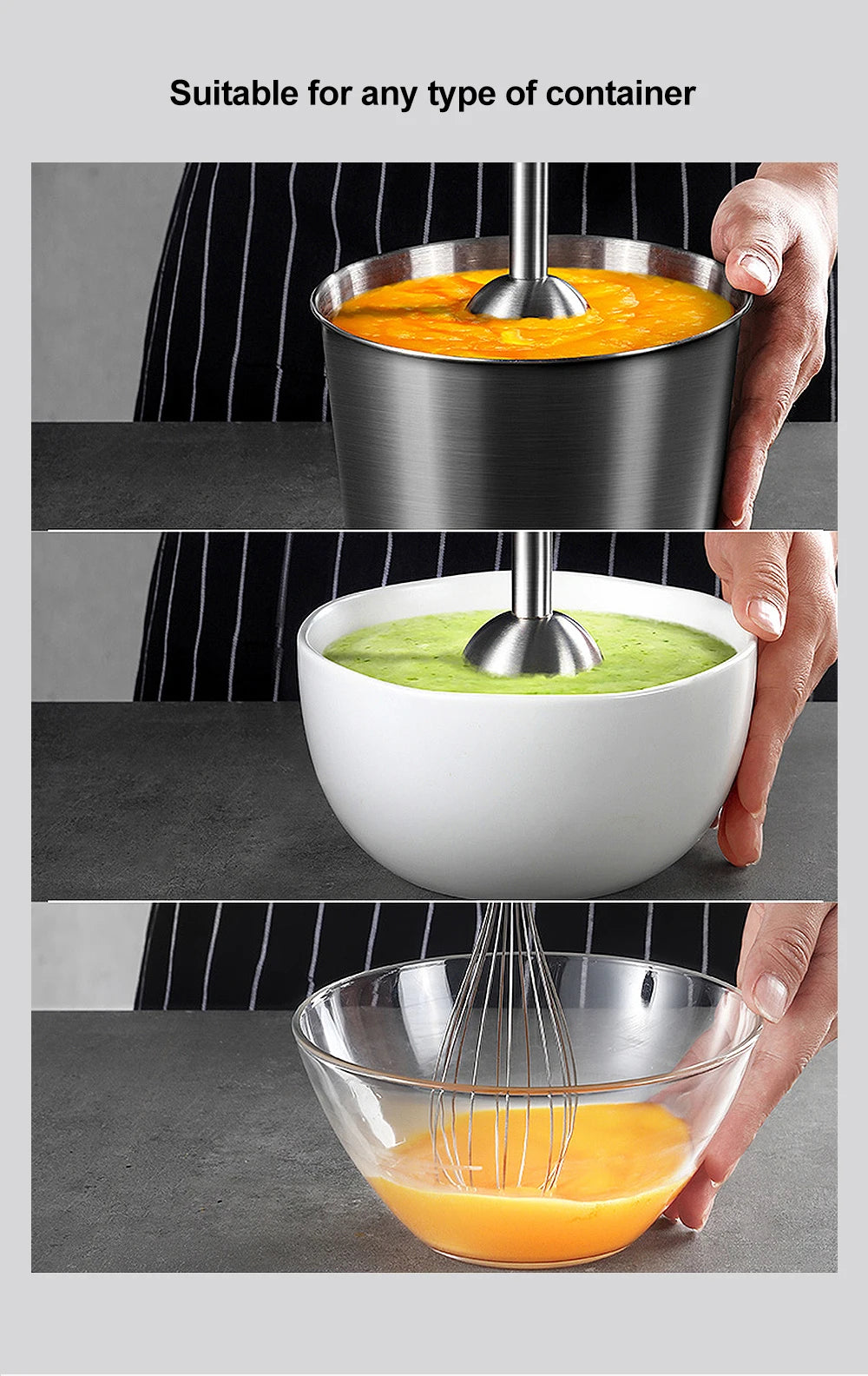 4-in-1 1200W Immersion Hand Blender – Stainless Steel with Chopper & Smoothie Cup