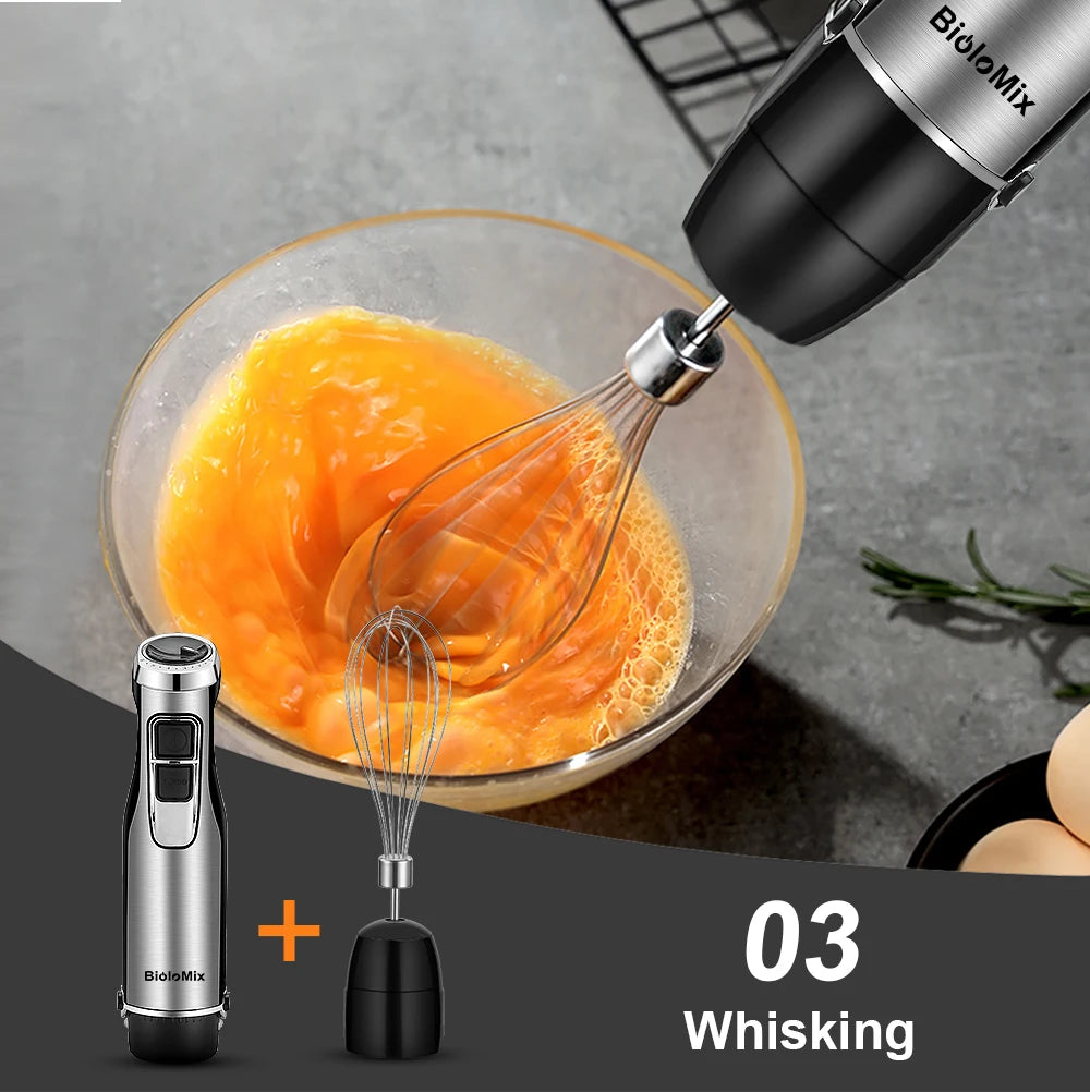 4-in-1 1200W Immersion Hand Blender – Stainless Steel with Chopper & Smoothie Cup