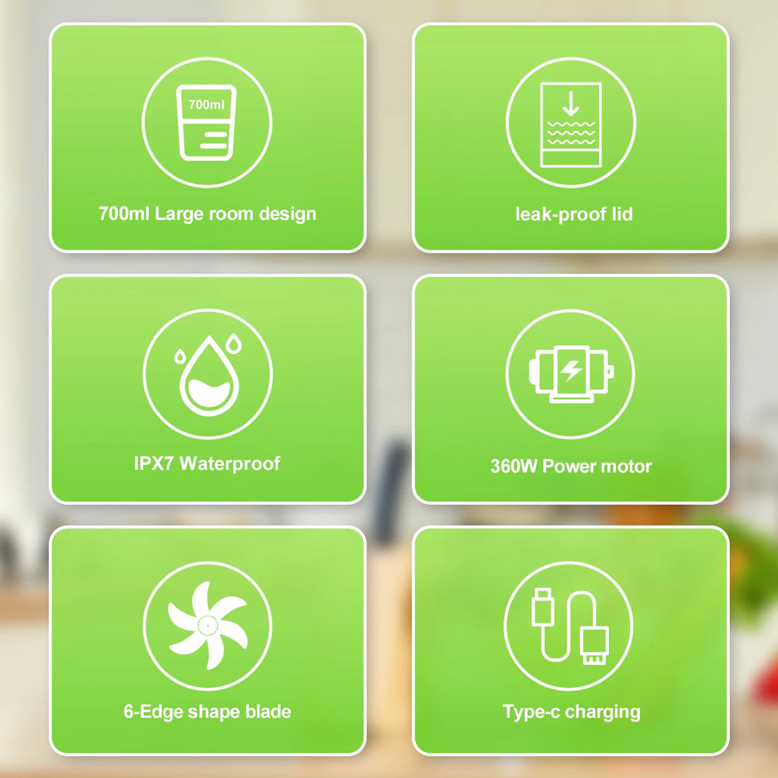 700ml Electric Portable Juicer – USB Rechargeable Smoothie Blender