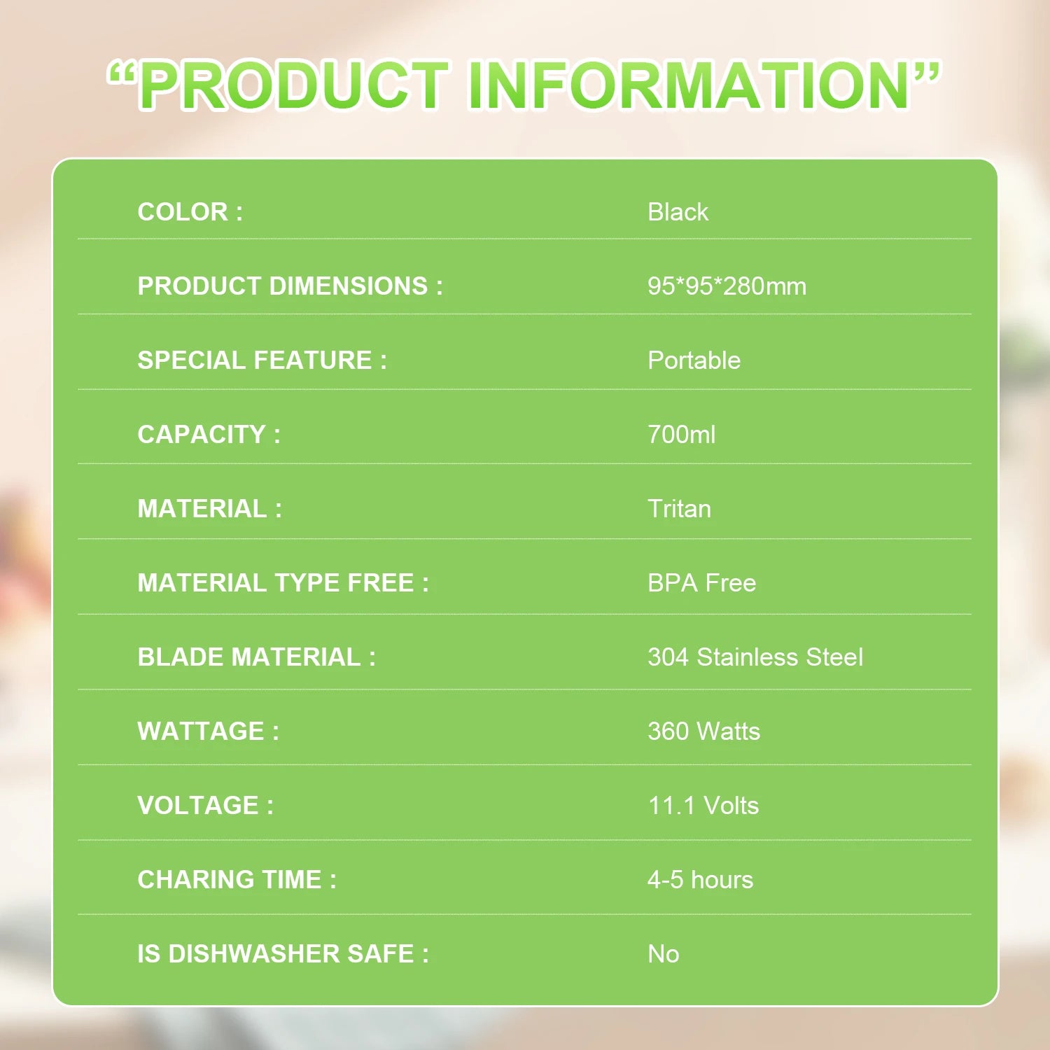 700ml Electric Portable Juicer – USB Rechargeable Smoothie Blender