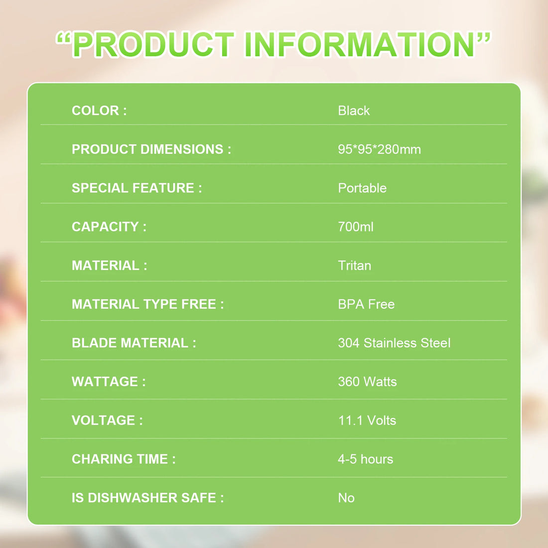 700ml Electric Portable Juicer – USB Rechargeable Smoothie Blender