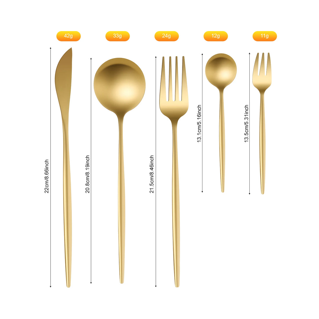 90-Piece Golden Cutlery Set – Service for 18, Stainless Steel Flatware