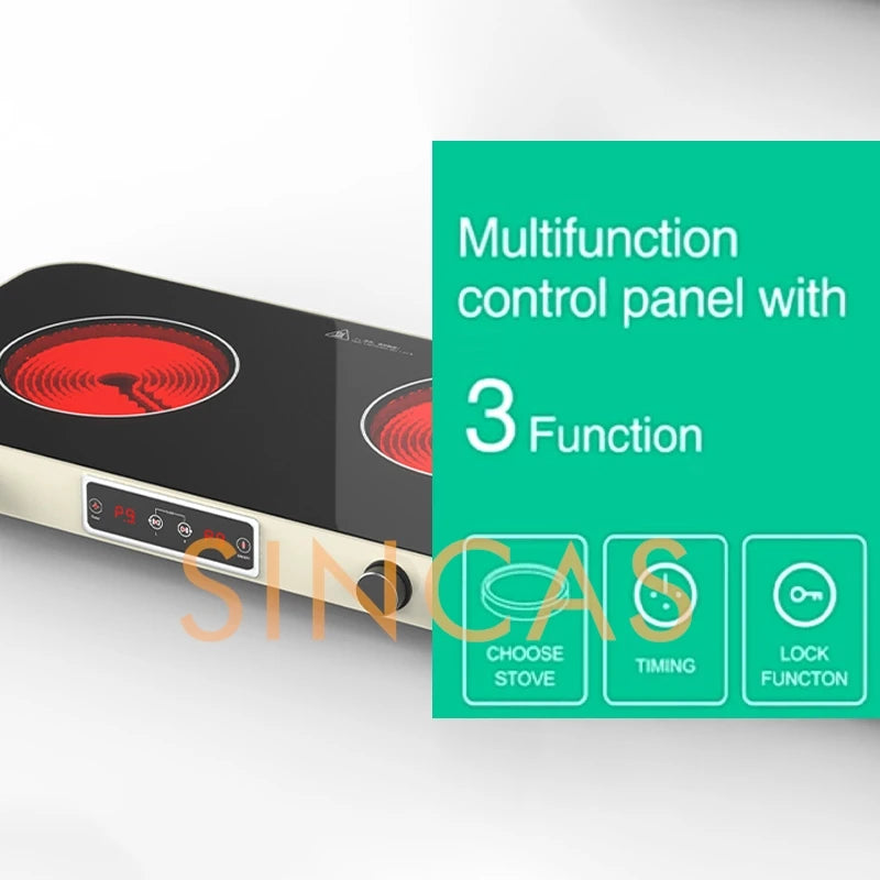 Double Electric Ceramic Cooktop – 2200W Induction & Infrared Stove