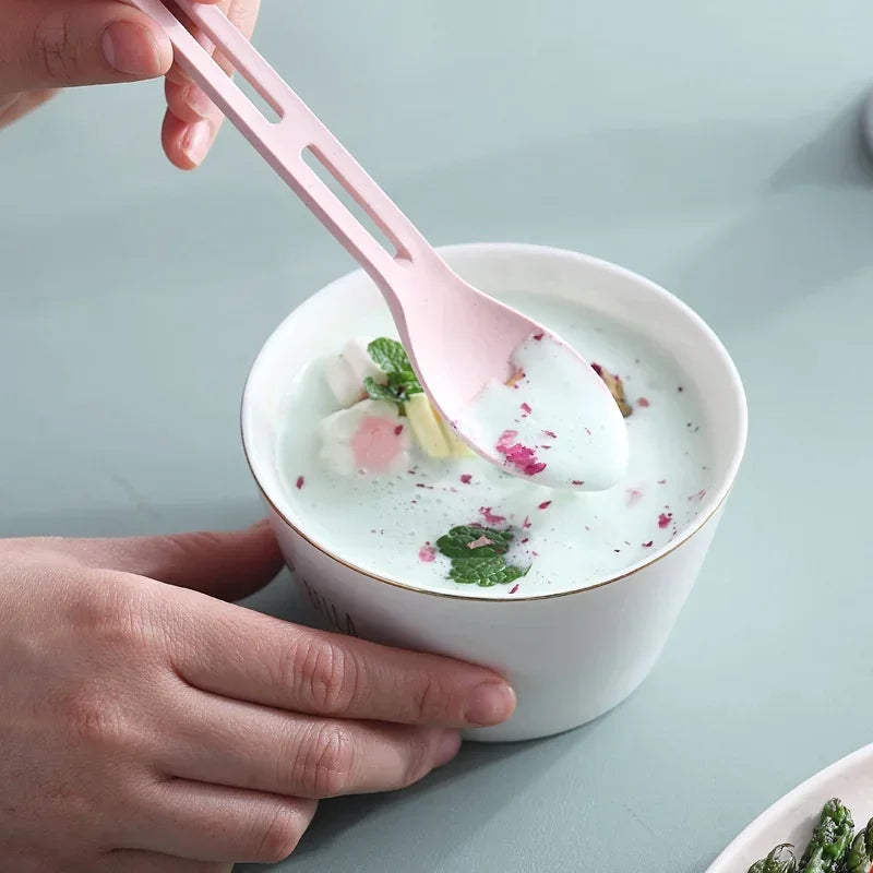 3-Piece Portable Wheat Straw Tableware Set – Travel & Camping