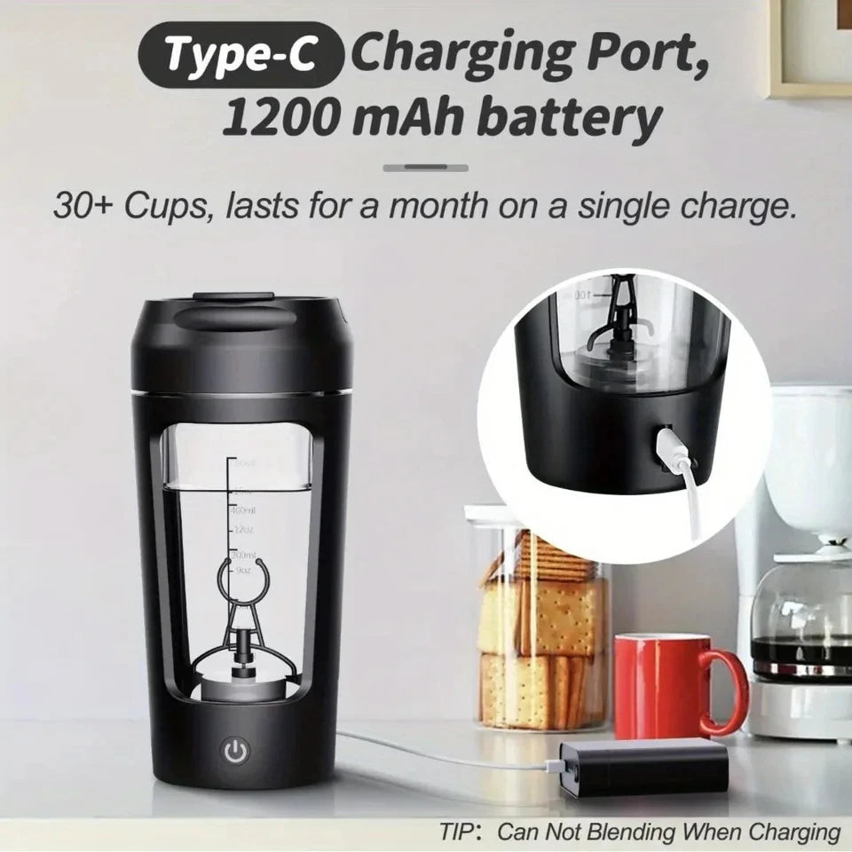 Electric Protein Shaker Bottle – Automatic Mixer for Milk & Coffee