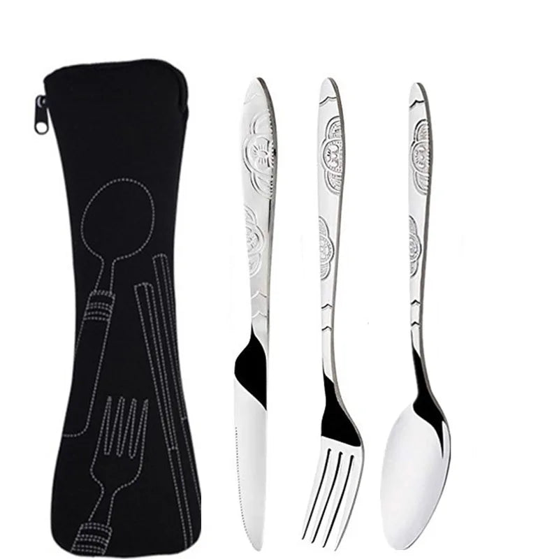 Stainless Steel Tableware Bag – Portable Zipper Cutlery Case