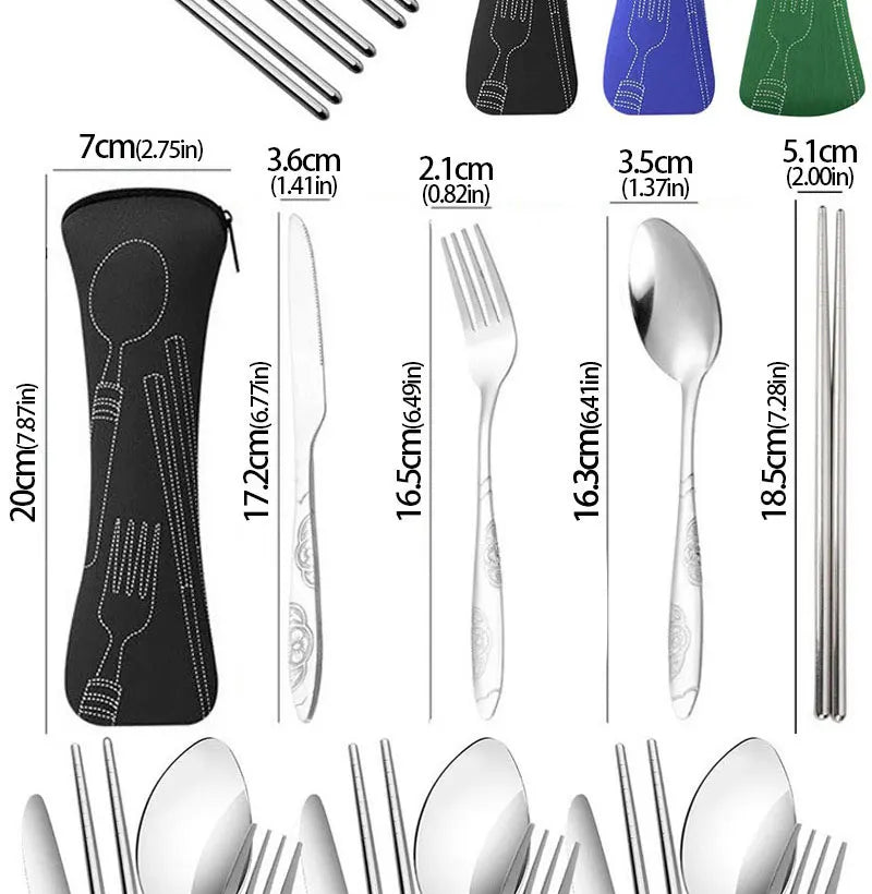Stainless Steel Tableware Bag – Portable Zipper Cutlery Case