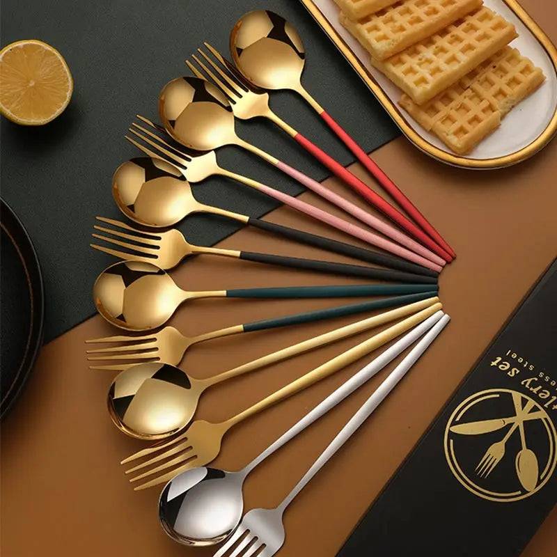 2-Piece Stainless Steel Cutlery Set – Steak Knife, Fork & Spoon with Gift Box