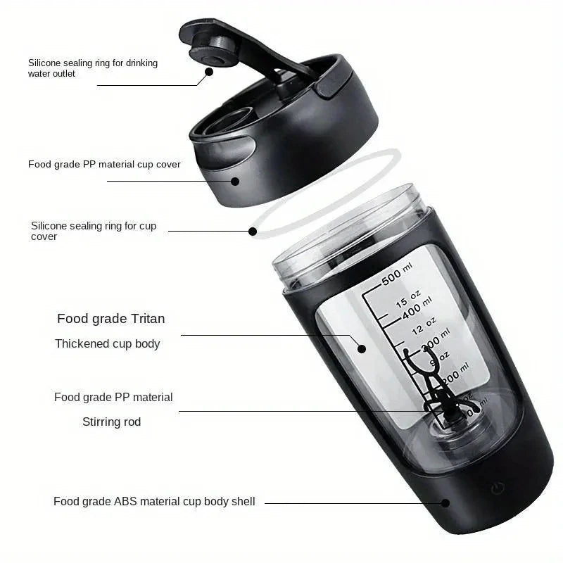 Electric Protein Shaker Bottle – Automatic Mixer for Milk & Coffee