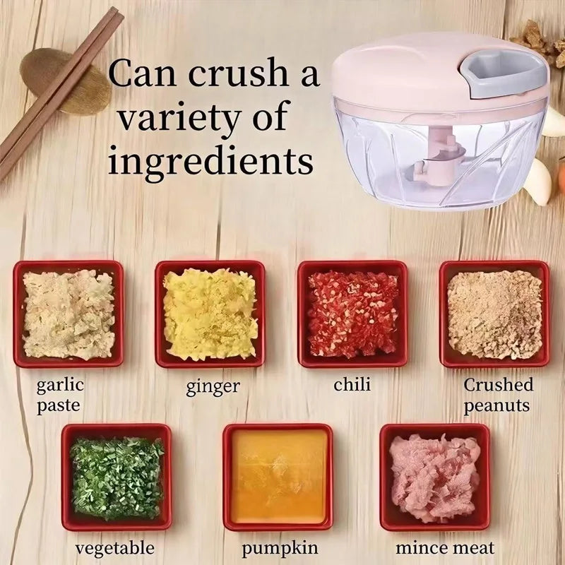 Manual Garlic Chopper & Vegetable Cutter – 900ML Food Processor