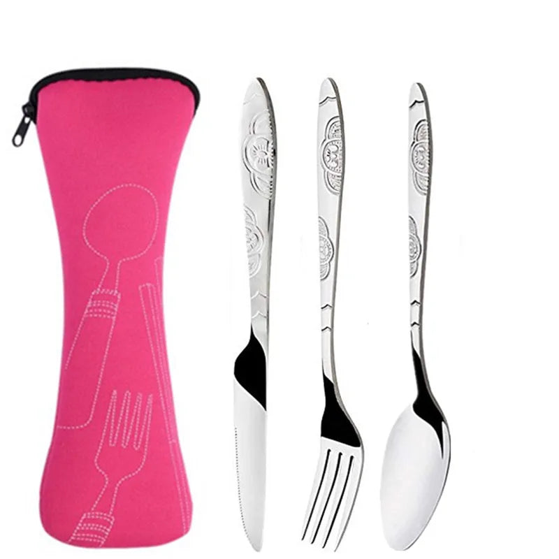 Stainless Steel Tableware Bag – Portable Zipper Cutlery Case