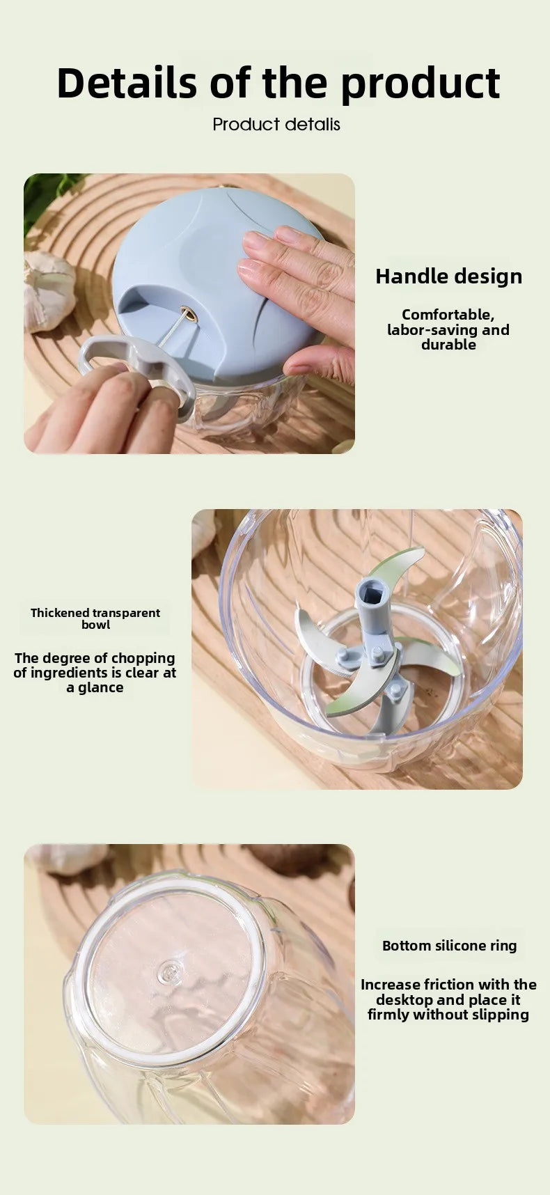 Manual Garlic Chopper & Vegetable Cutter – 900ML Food Processor