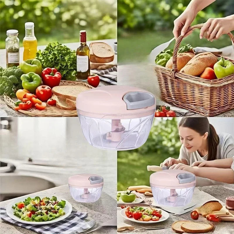 Manual Garlic Chopper & Vegetable Cutter – 900ML Food Processor