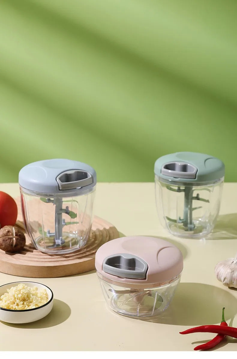 Manual Garlic Chopper & Vegetable Cutter – 900ML Food Processor
