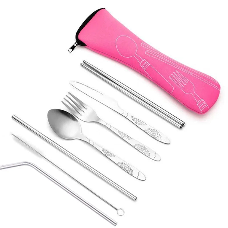 Stainless Steel Tableware Bag – Portable Zipper Cutlery Case