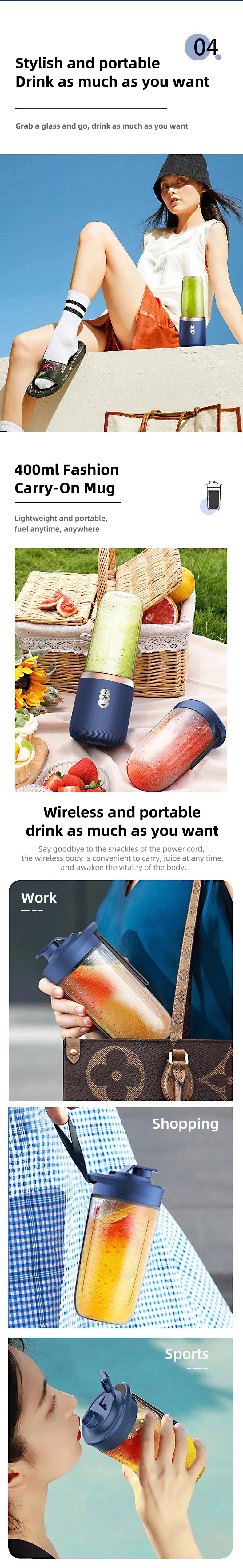 Portable USB Mini Juicer – Personal Handheld Blender for Travel