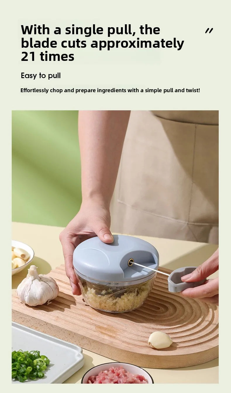Manual Garlic Chopper & Vegetable Cutter – 900ML Food Processor