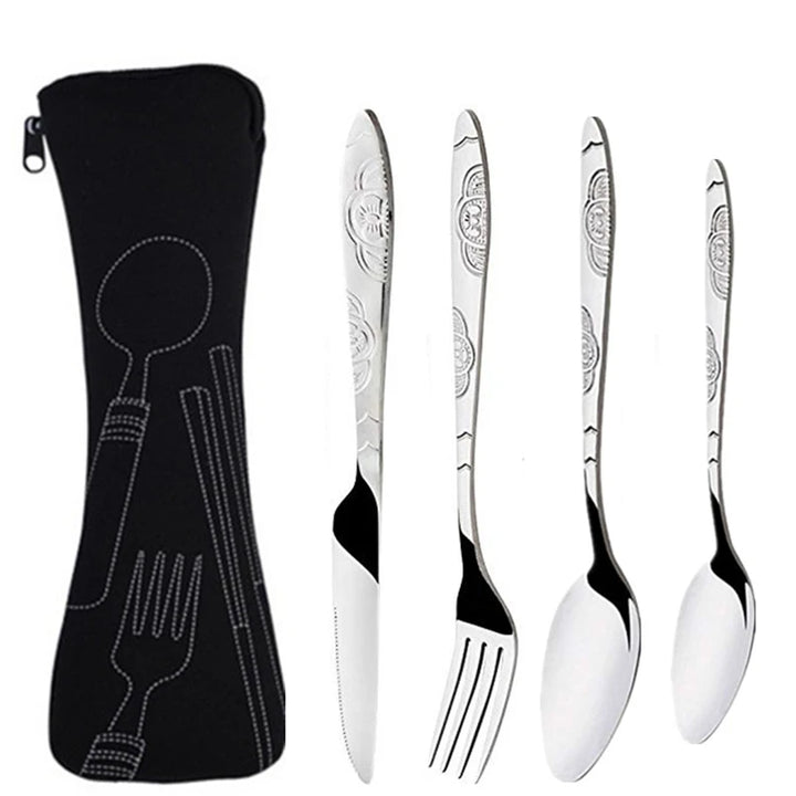 Stainless Steel Tableware Bag – Portable Zipper Cutlery Case