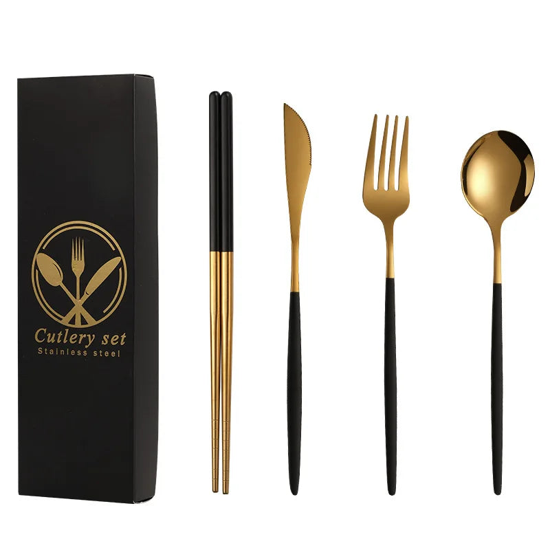 2-Piece Stainless Steel Cutlery Set – Steak Knife, Fork & Spoon with Gift Box