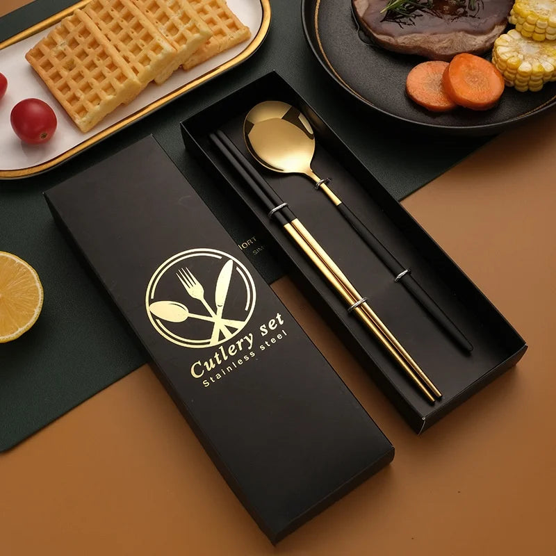 2-Piece Stainless Steel Cutlery Set – Steak Knife, Fork & Spoon with Gift Box