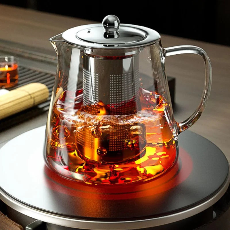 Heat-Resistant Glass Teapot – Stainless Steel Infuser for Tea