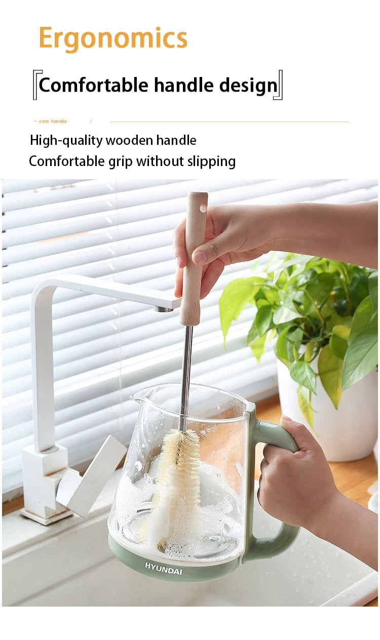 Wooden Long-Handle Bottle Cleaning Brush