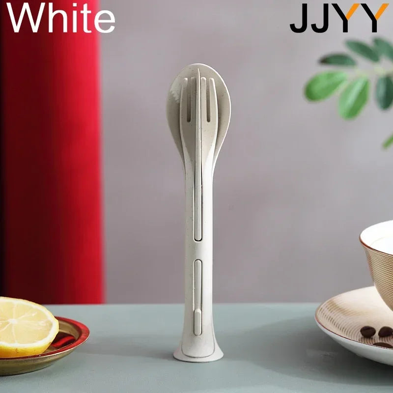 3-Piece Portable Wheat Straw Tableware Set – Travel & Camping