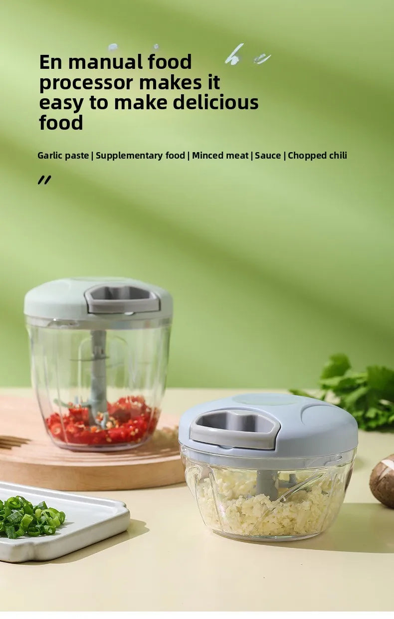 Manual Garlic Chopper & Vegetable Cutter – 900ML Food Processor