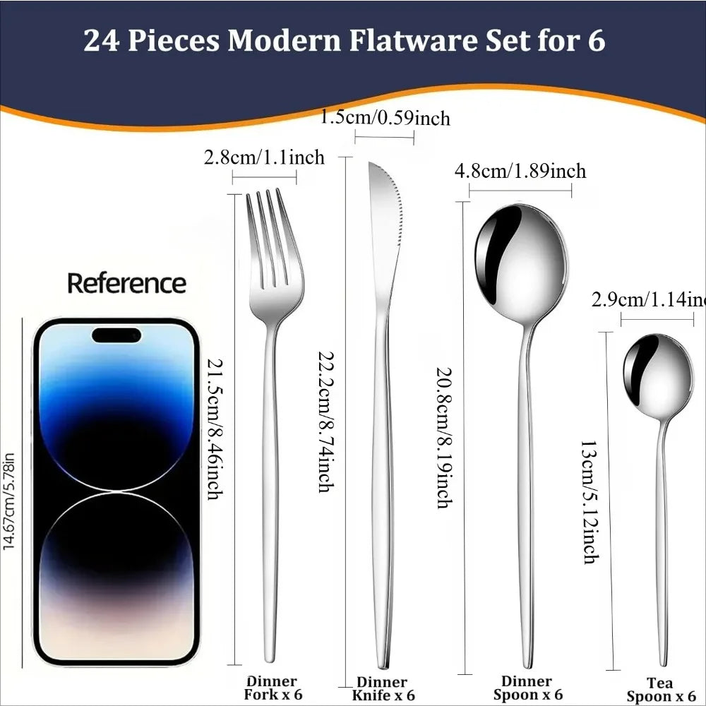 24-Piece Stainless Steel Silverware Set – Service for 6