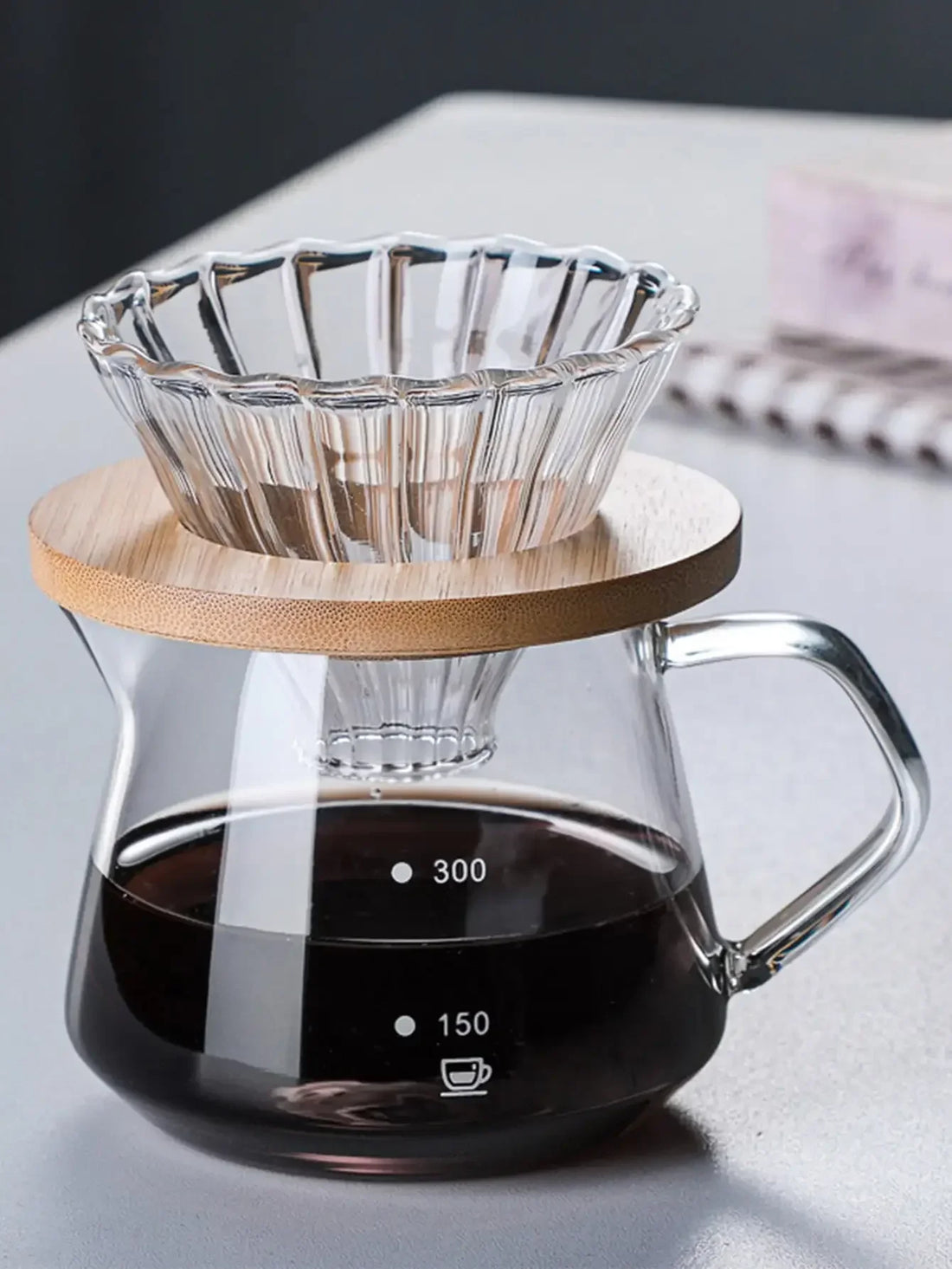 600ml Pour Over Coffee Maker Set – Glass Carafe & Filter