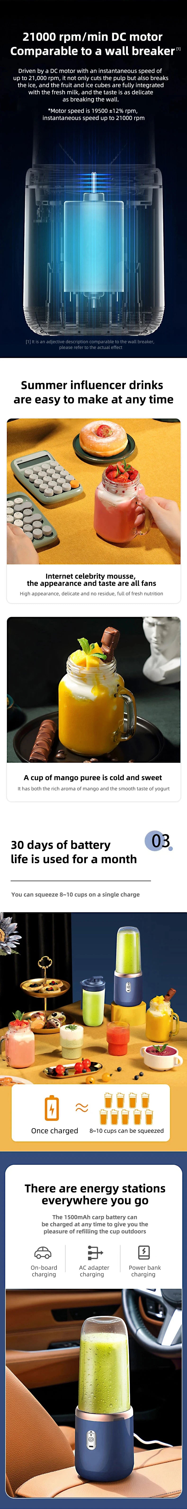 Portable USB Mini Juicer – Personal Handheld Blender for Travel