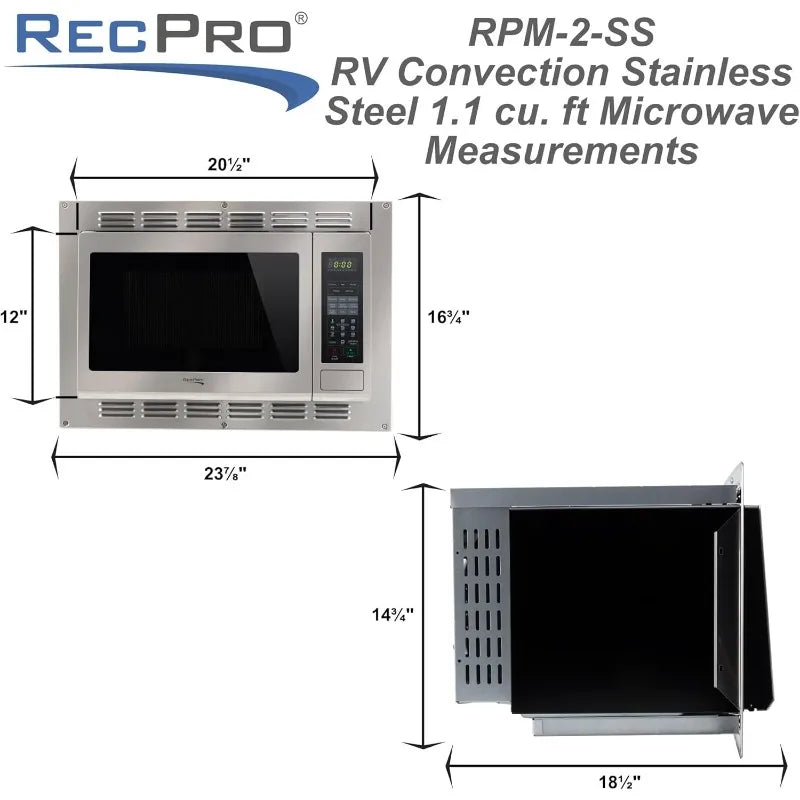 RecPro RV Convection Microwave – 1.1 Cu. Ft. Stainless Steel