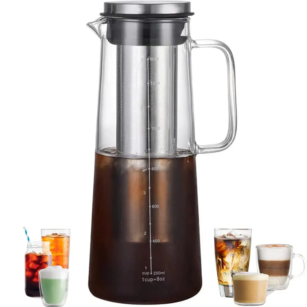 Airtight Cold Brew Coffee & Tea Maker – 1.0L Glass Carafe