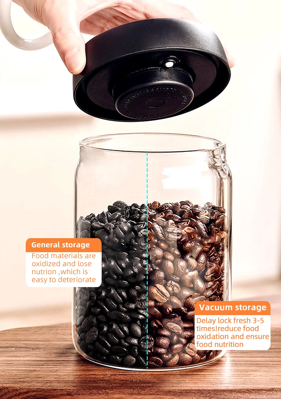 Vacuum Sealed Glass Jar – Coffee, Tea & Food Storage