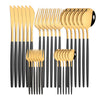 30-Piece Black & Gold Stainless Steel Dinnerware Set – Knife, Fork & Spoon