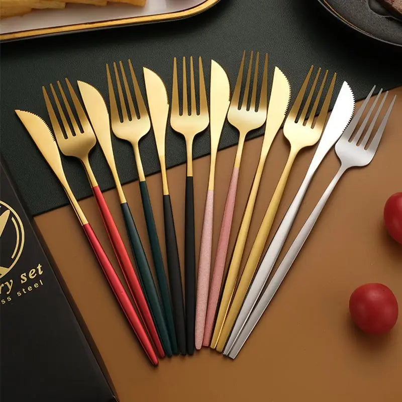 2-Piece Stainless Steel Cutlery Set – Steak Knife, Fork & Spoon with Gift Box