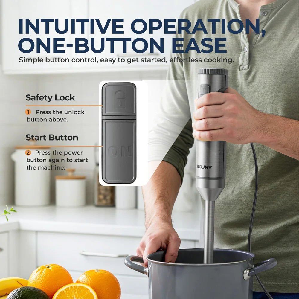 4-in-1 Hand Immersion Blender – 1000W Stainless Steel Stick Mixer