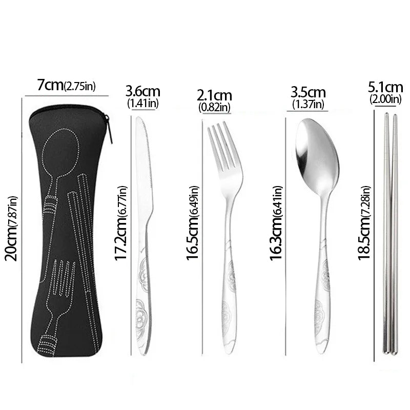 Stainless Steel Tableware Bag – Portable Zipper Cutlery Case