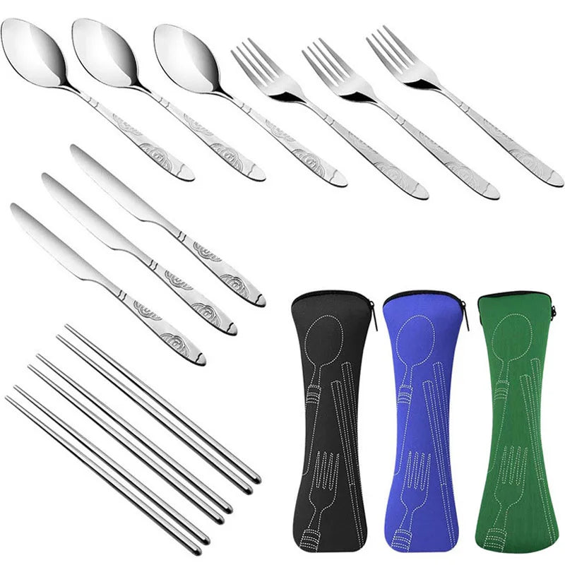 Stainless Steel Tableware Bag – Portable Zipper Cutlery Case