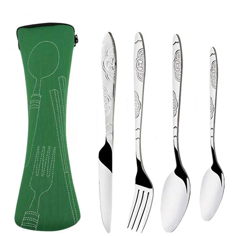 Stainless Steel Tableware Bag – Portable Zipper Cutlery Case