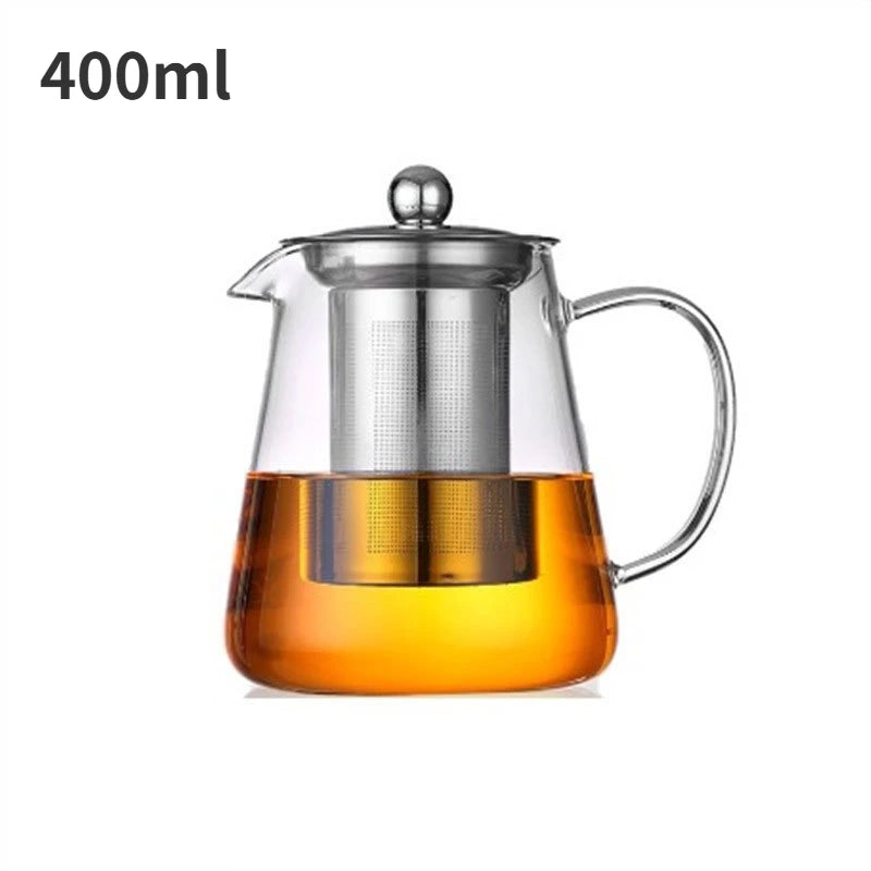 Heat-Resistant Glass Teapot – Stainless Steel Infuser for Tea