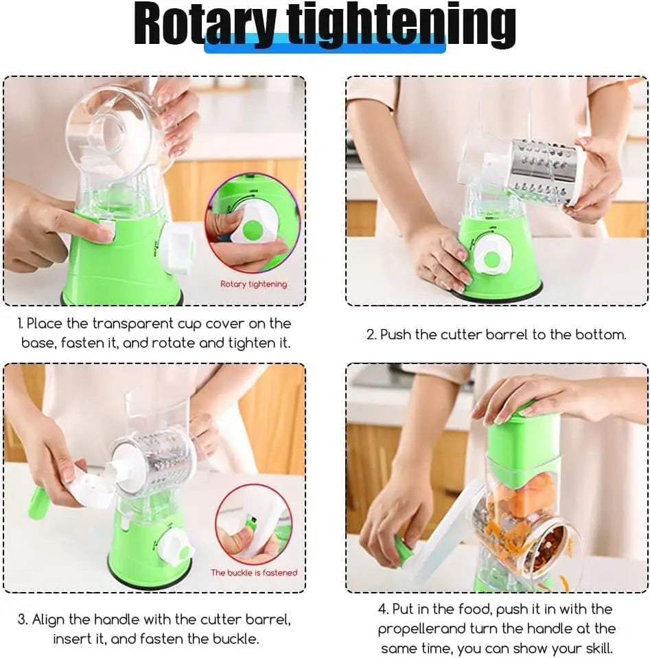 3-in-1 Rotary Cheese & Vegetable Grater