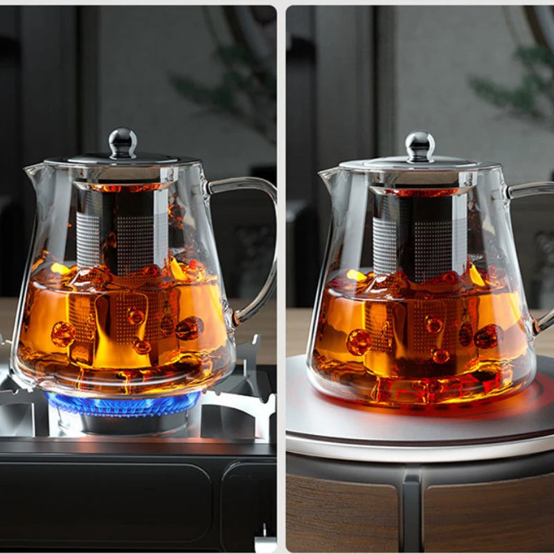 Heat-Resistant Glass Teapot – Stainless Steel Infuser for Tea