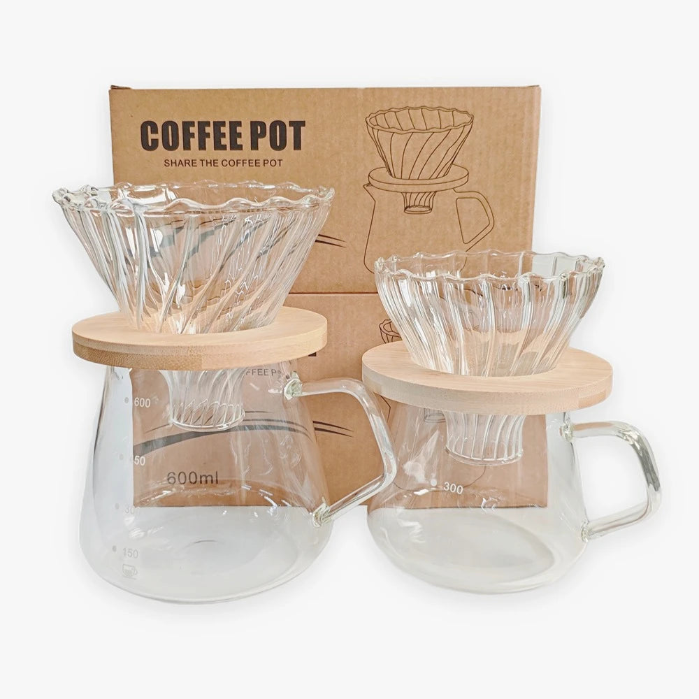 600ml Pour Over Coffee Maker Set – Glass Carafe & Filter