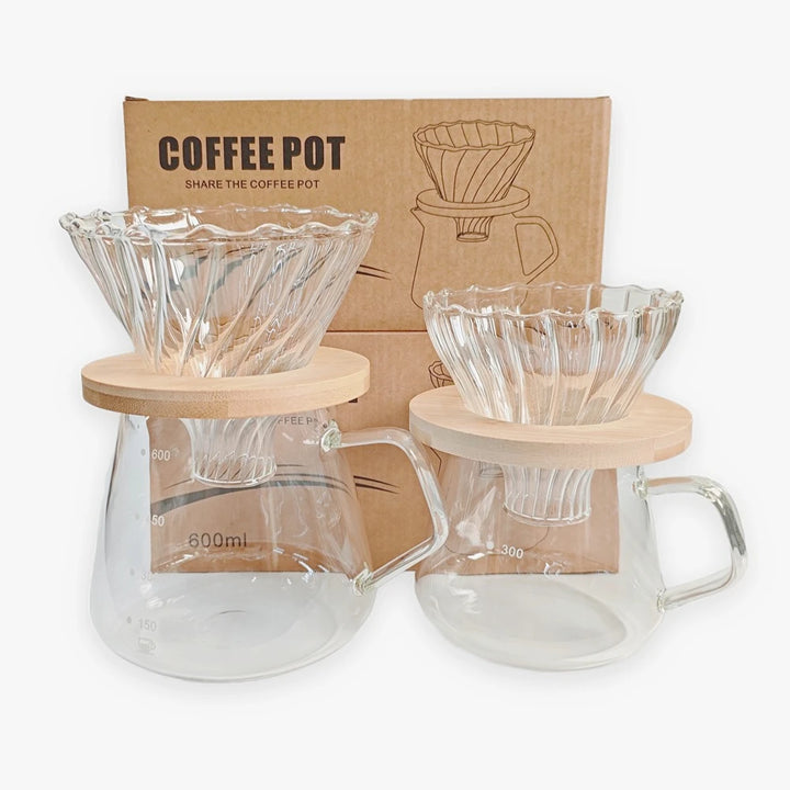 600ml Pour Over Coffee Maker Set – Glass Carafe & Filter