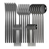 30-Piece Black & Gold Stainless Steel Dinnerware Set – Knife, Fork & Spoon