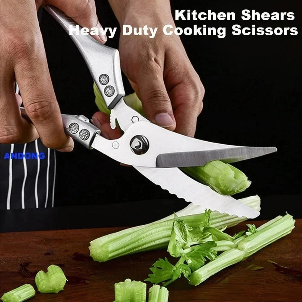 Laser Damascus Kitchen Knife Set – Cleaver, Boning & Scissors