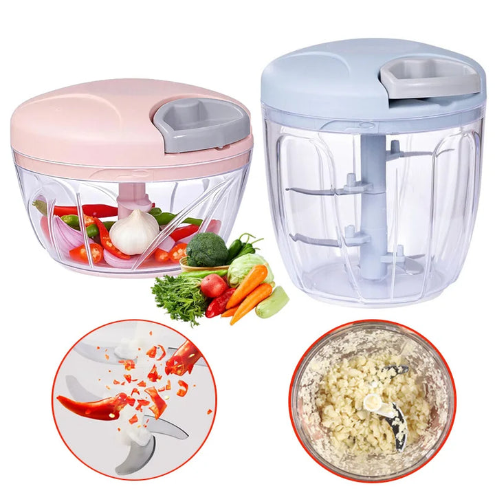 Manual Garlic Chopper & Vegetable Cutter – 900ML Food Processor