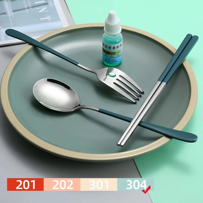 304 Stainless Steel Portable Tableware Set – Knife, Fork & Spoon with Box